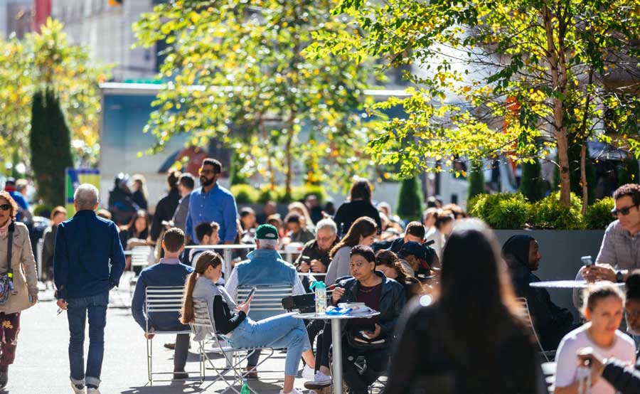 Walkable spaces in an urban environment similar to Arlington, Texas